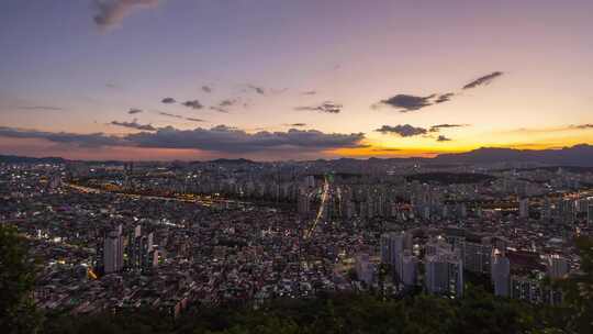 韩国首尔城市天际线鸟瞰延时拍摄_p