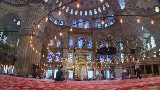 土耳其清真寺内部结构视频素材模板下载