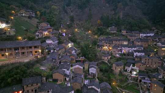 安徽黄山歙县皖南阳产土楼世界遗产夜景航拍