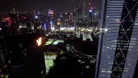 广州天河珠江新城航拍写字楼住宅夜景视频素材模板下载