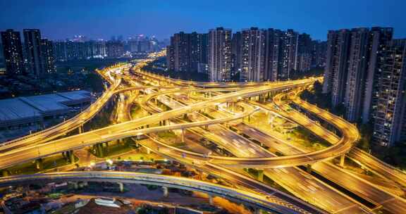 成都娇子立交夜景航拍延时