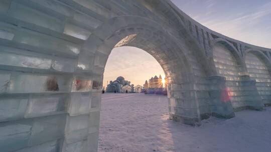 哈尔滨冰雪大世界4K延时摄影视频素材模板下载