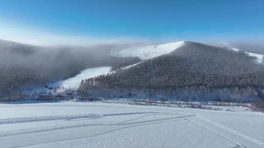 内蒙古冬季自然风光山峰雪地森林雪景