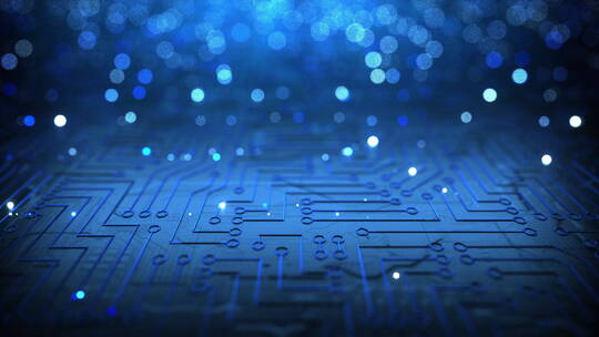 3D渲染抽象PCB发光粒子大数据通讯技术