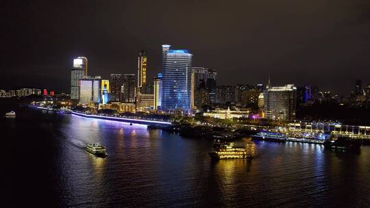 4K航拍厦门鹭江道灯光秀夜景