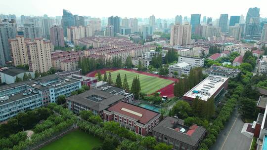 上海徐家汇交通大学校区4K航拍视频素材模板下载