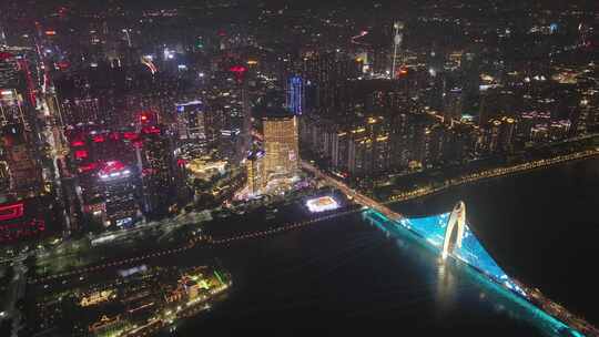 广州猎德大桥灯光秀视频素材模板下载