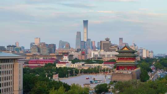 北京前门城楼与CBD日转夜亮灯