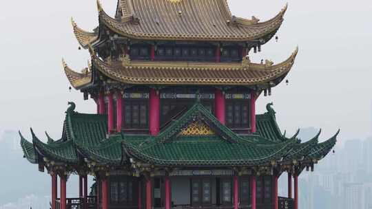 重庆鸿恩寺航拍鸿恩阁与嘉陵江两岸高楼大厦