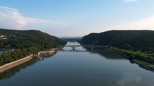 洛阳龙门龙门石窟伊河古街古建筑航拍