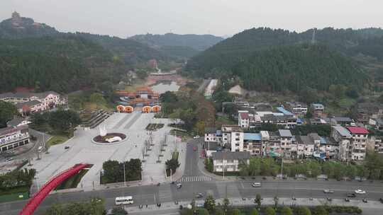 航拍四川遂宁观音故里灵泉寺