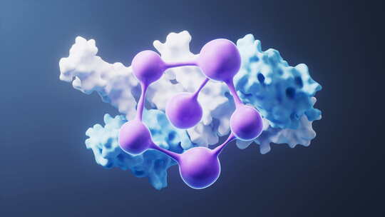 分子与蛋白质生物科技概念3D渲染