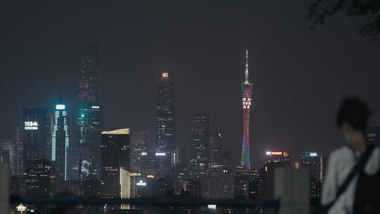 广州白云山观光景点夜景实拍视频素材模板下载