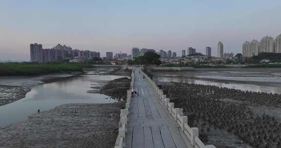 泉州洛阳桥清晨航拍