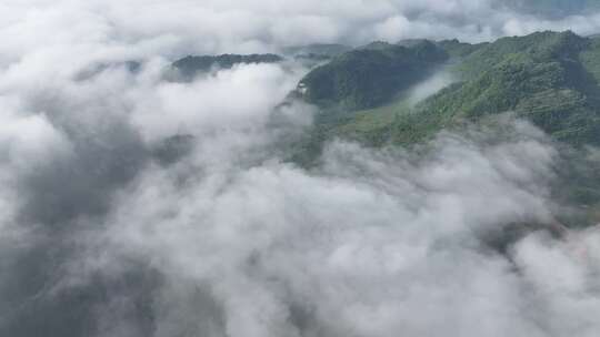 贵州清镇羊皮洞瀑布景区云海航拍