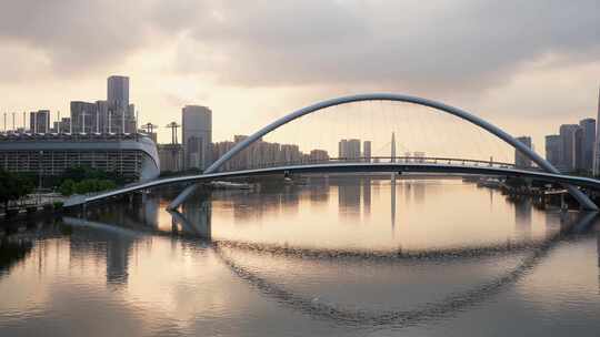 广州海心桥日出视频素材模板下载