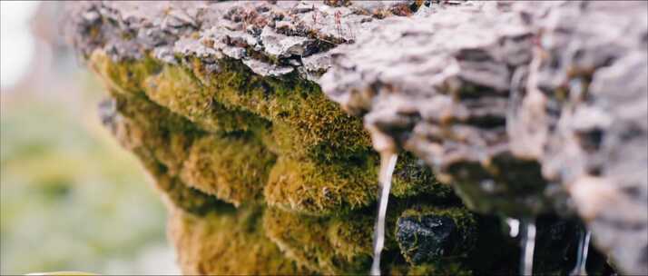 水从岩石上掉下来