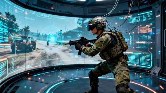 军人体验虚拟现实作战场景