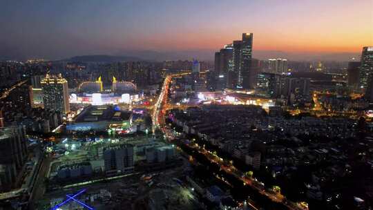 航拍福州城市夜景