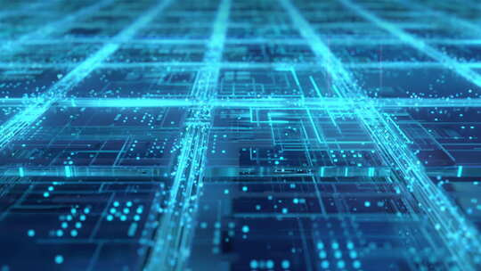 安装微芯片的量子计算机电路板3d模型