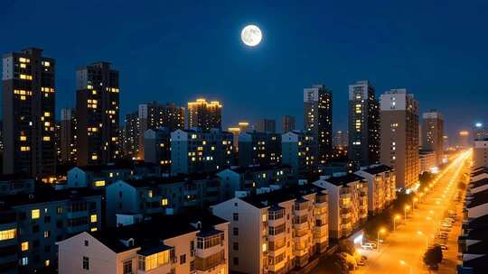 万家灯火过年小区团圆团聚居民楼春节夜晚