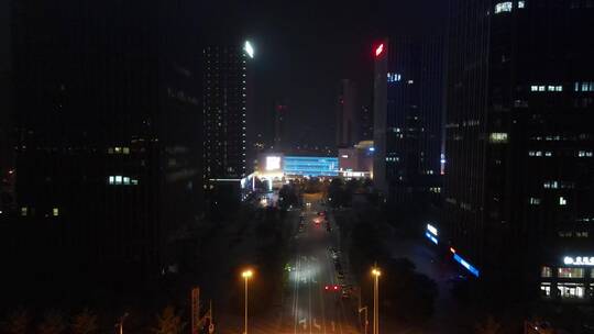 无锡金融街夜景市民中心全景4K航拍