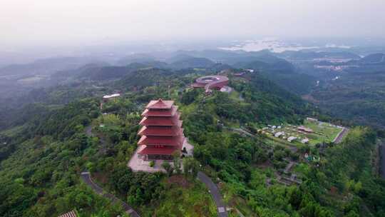 成都丹景山丹景台丹景阁日出龙泉山森林公园