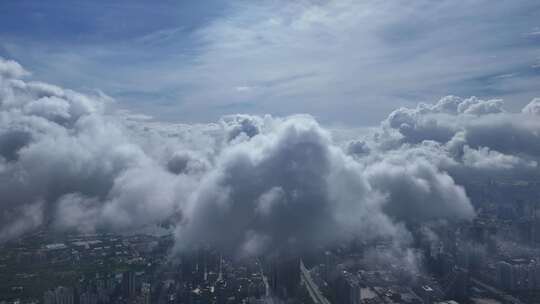 深圳南山区超总蓝天白云城市航拍