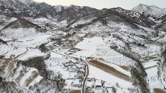 辽宁山村雪景视频素材模板下载