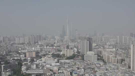 城市高空俯瞰高楼大厦全景 广州与城中村