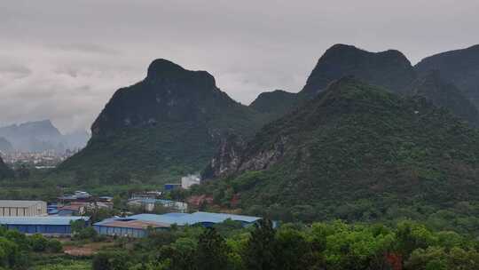 桂林水田山水航拍