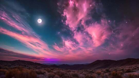 月夜下的星空与旷野风景