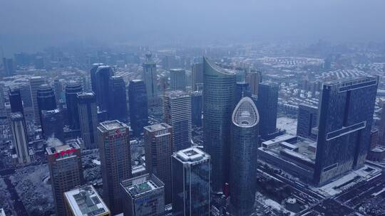 钱江新城 钱塘江 航拍 雪景 杭州 4