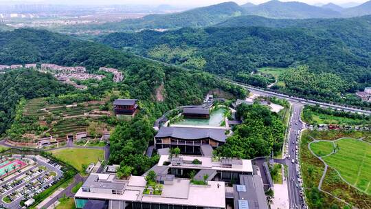 航拍杭州国家版本馆文润阁