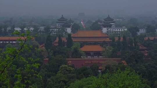 雨天北京中轴线故宫视频素材模板下载