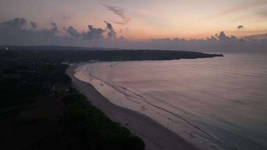 印尼巴厘岛金巴兰海滩自然风光航拍