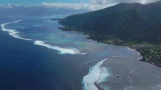 沿海Teahupoo大溪地无人机查看法属