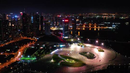 4K大连夜景航拍 大连东港夜景航拍