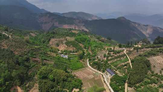 云南保山市高黎贡山百花岭村航拍风光