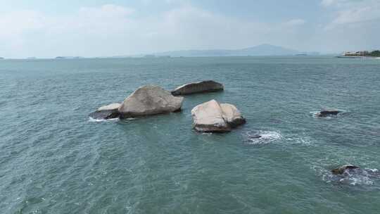 大海航拍海上礁石海水海洋风光海天一线风景