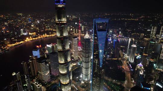 上海三件套夜景航拍