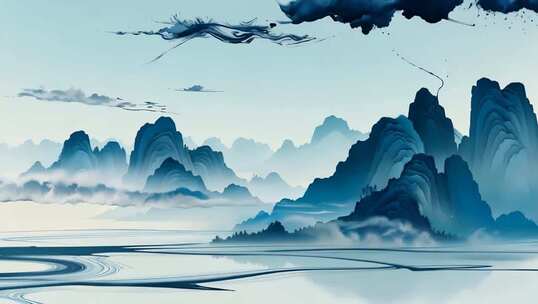 水墨山水古风背景素材