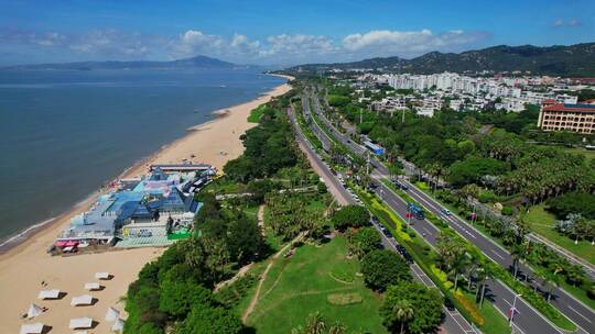 厦门航拍环岛路海边风景