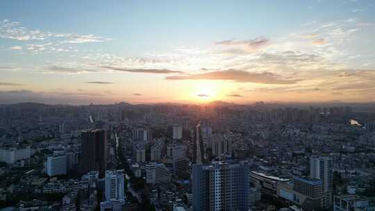 广西玉林城市风光玉林夕阳晚霞航拍