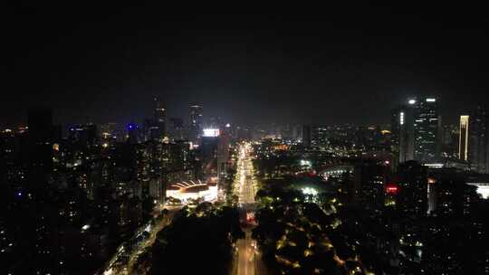 广东惠州城市夜景灯光航拍