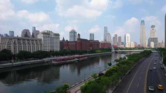 天津海河风景线城市天际线建筑风光航拍