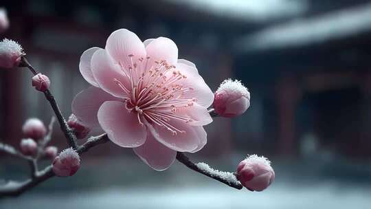 唐风雪梅绽放寒冬传递坚韧与希望