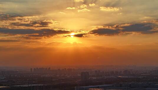 日出日落夕阳晚霞 城市风光