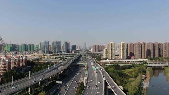 航拍 城市 拥堵 交通 车辆 行驶 郑州视频素材模板下载