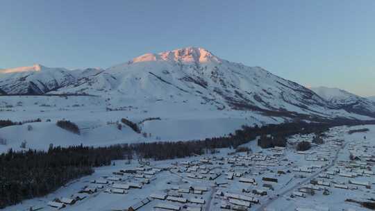 新疆北疆阿勒泰喀纳斯冬季雪景童话世界航拍